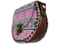 Handmade Elephant Shoulder Bag -  Style C Pink and Black