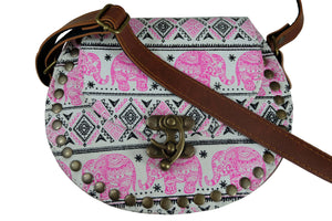 Handmade Elephant Shoulder Bag -  Style C Pink and Black