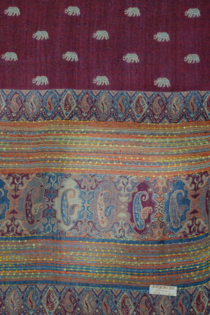 Magenta and Cream Elephant Print Pashmina