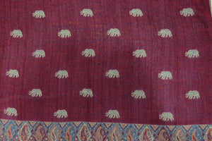 Magenta and Cream Elephant Print Pashmina