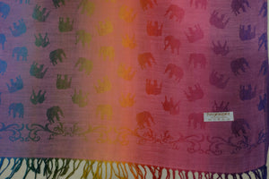 Striped Rainbow Elephant Pashmina - Vertical