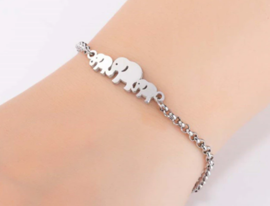 Marching Elephant Bracelet Silver